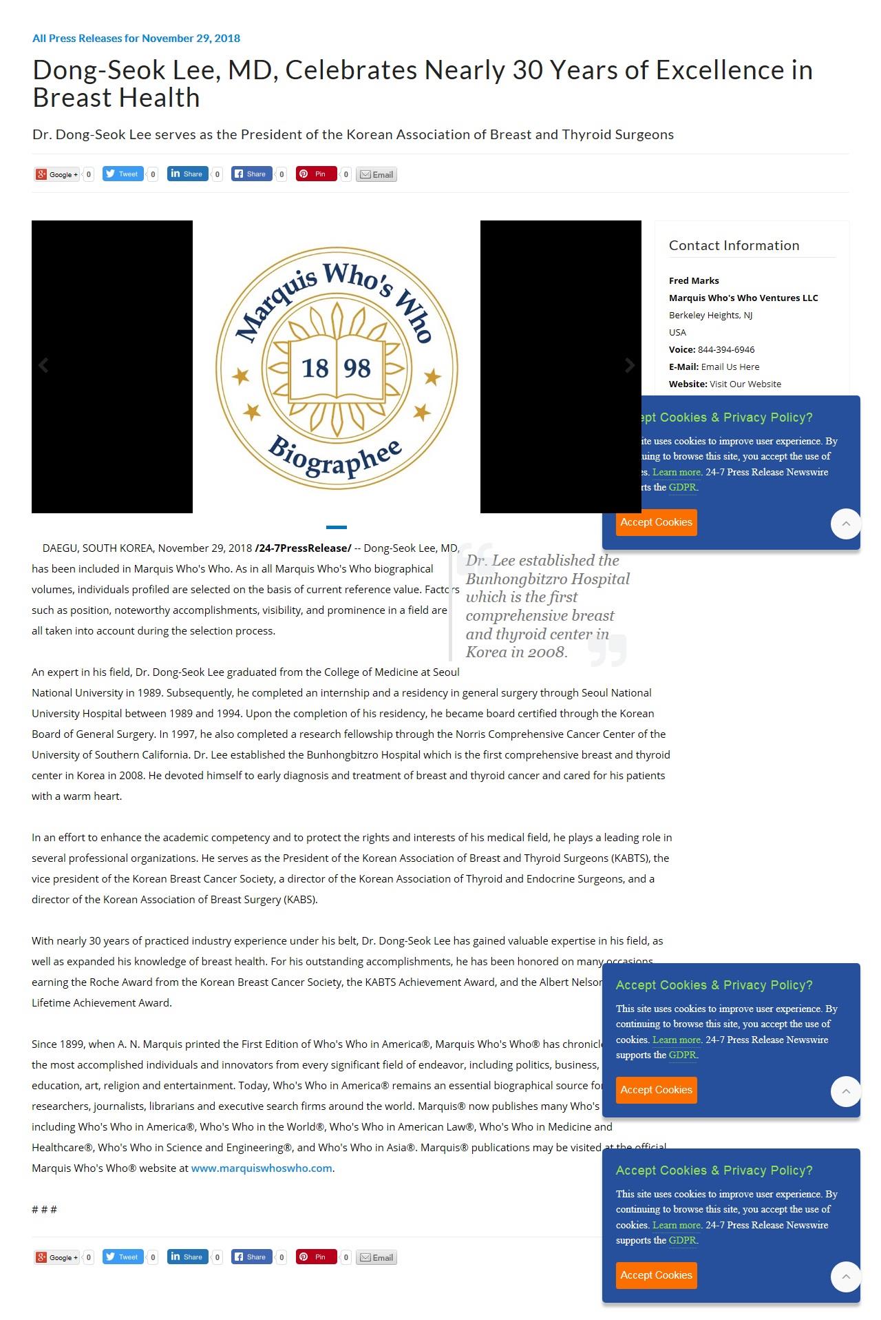 Dong-Seok Lee, MD, Celebrates Nearly 30 Years of Excellence in Breast Health